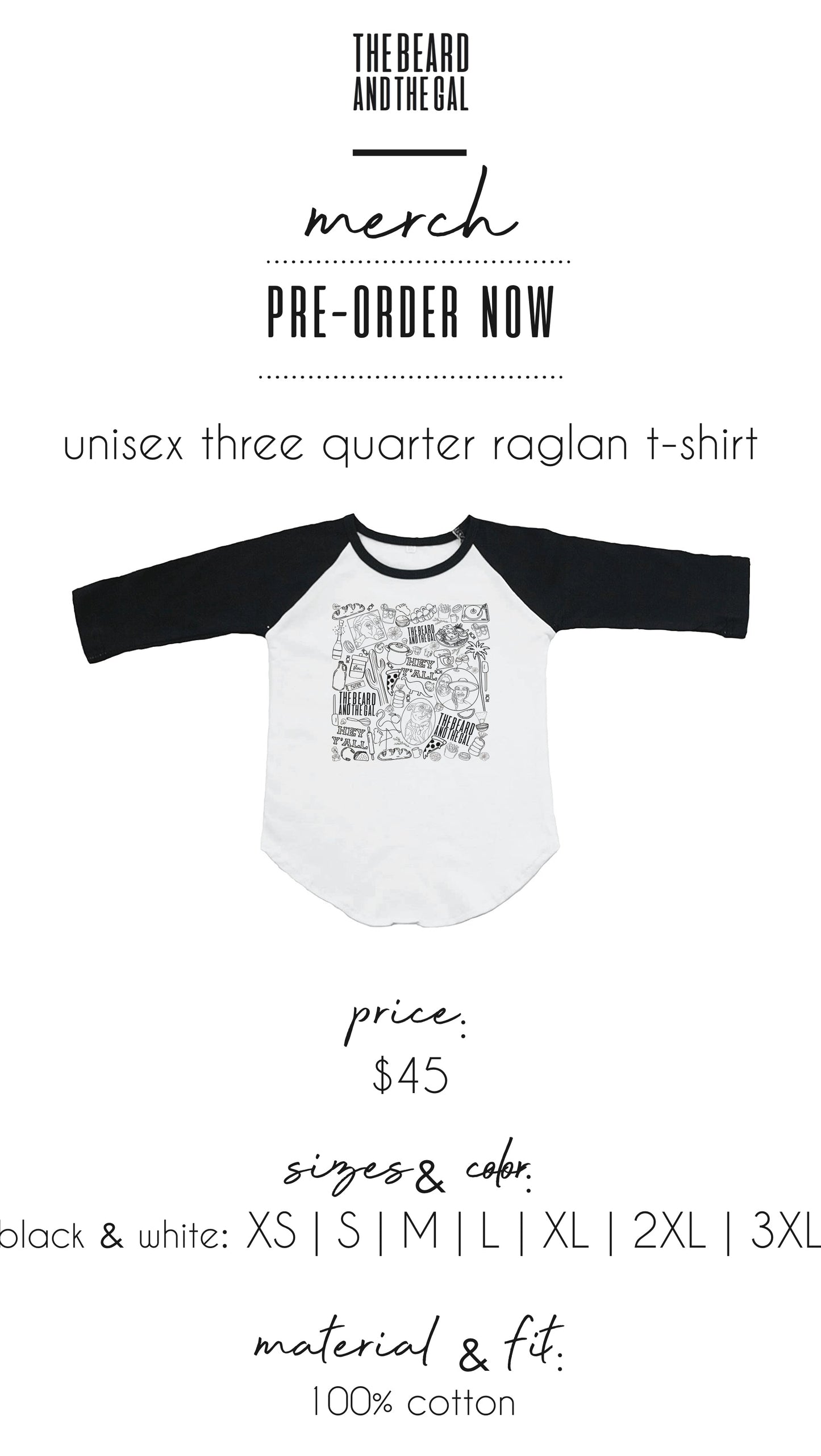 Adult Unisex 3/4 Sleeve Raglan