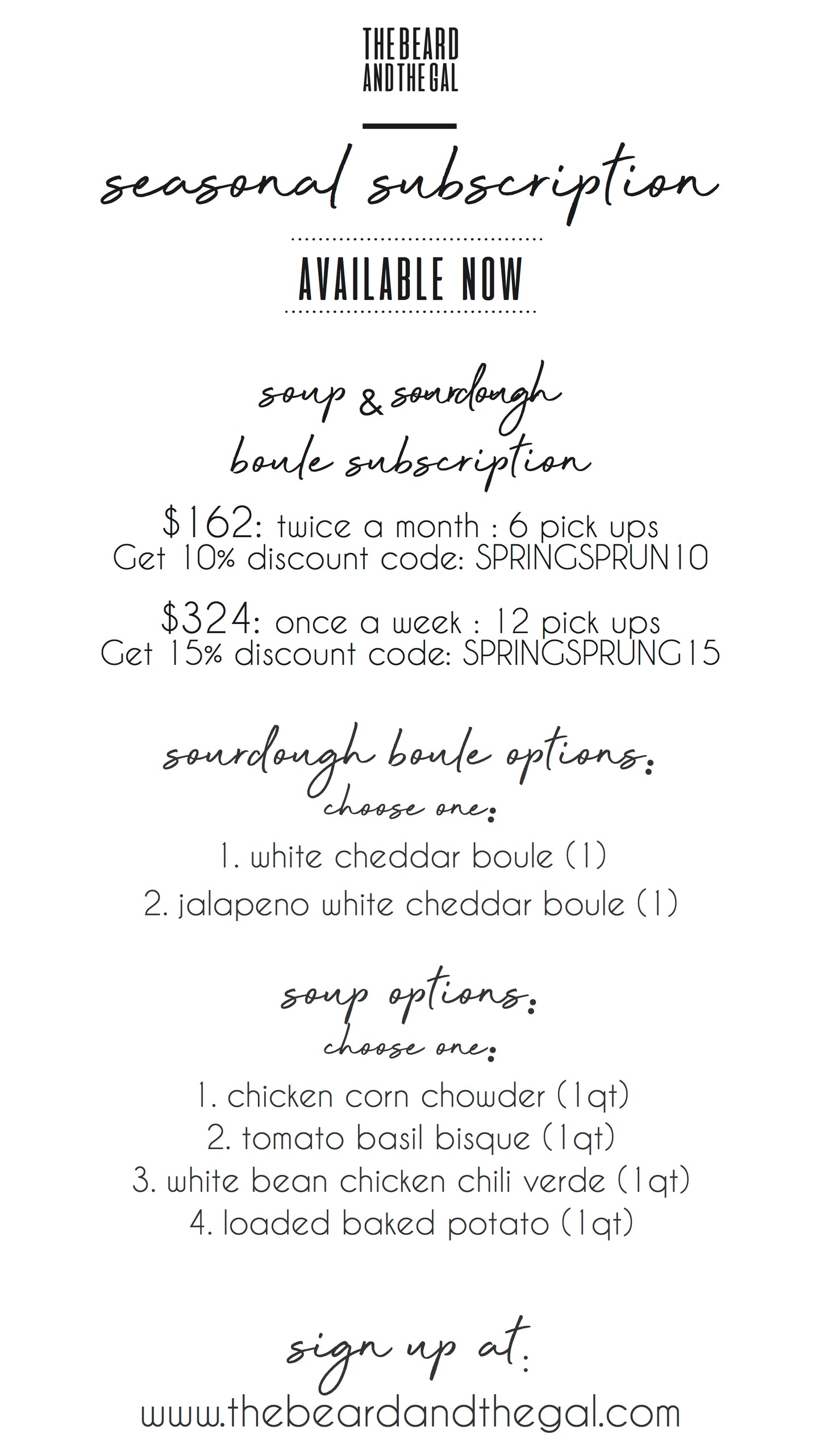 Soup & Sourdough Boule Subscription