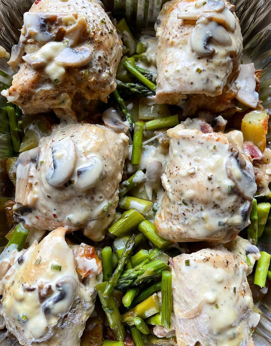 Roasted Mushroom, Bacon & Provolone Stuffed Chicken