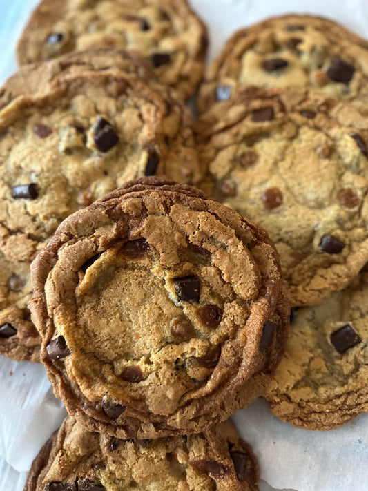 Giant Sea Salt Caramel Chocolate Chunk Cookies