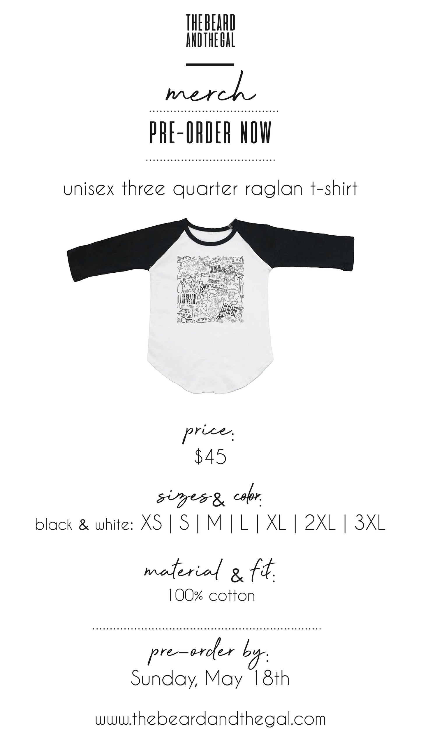 Adult Unisex 3/4 Sleeve Raglan