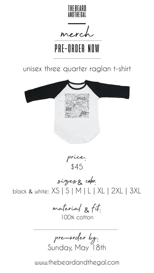 Adult Unisex 3/4 Sleeve Raglan