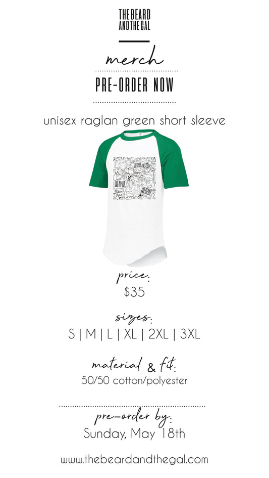 Short Sleeve Green Raglan T-Shirt